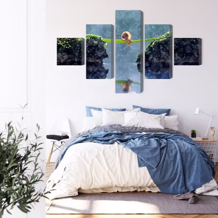 Canvastavla - Snail in the rain