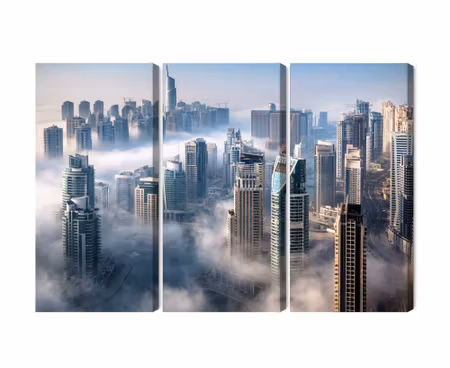 Canvastavla - Dubai city panorama in the fog