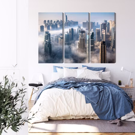 Canvastavla - Dubai city panorama in the fog