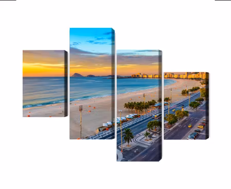 Canvastavla - Sunrise view of copacabana beach and
