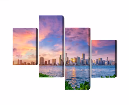 Canvastavla - Panorama of miami during the sunset