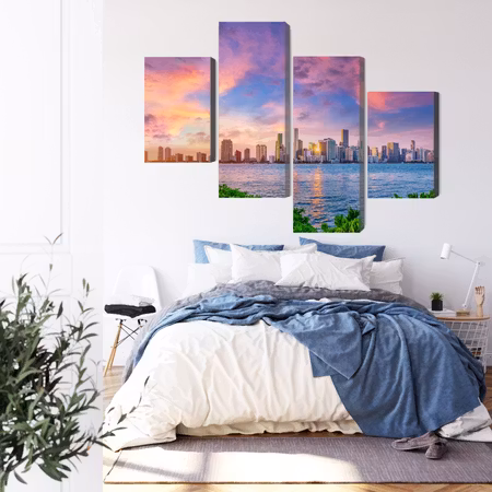 Canvastavla - Panorama of miami during the sunset