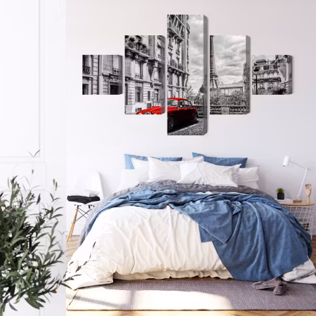 Canvastavla - Red car in retro style on the background