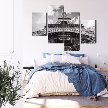 Canvastavla - Paris eiffel tower black and white view