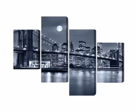 Canvastavla - Night panorama of new york with the moon