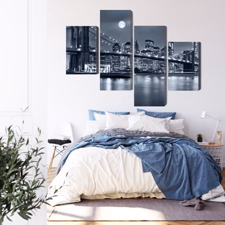 Canvastavla - Night panorama of new york with the moon