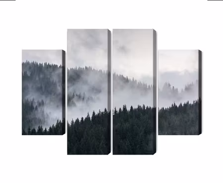 Canvastavla - Misty 3d forest landscape