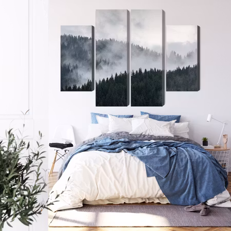 Canvastavla - Misty 3d forest landscape