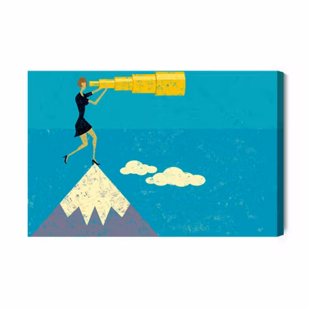 Canvastavla - Retro style woman with a spyglass on top