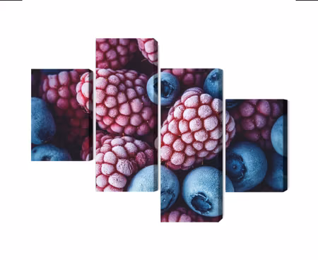 Canvastavla - Frozen blueberries and raspberries