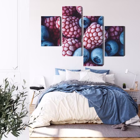 Canvastavla - Frozen blueberries and raspberries