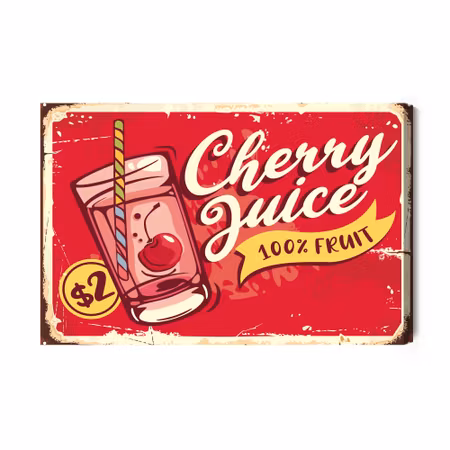 Canvastavla - Cherry juice and retro lettering
