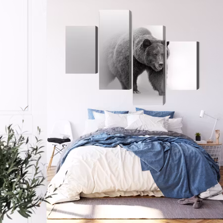 Canvastavla - Bear in the fog 3d