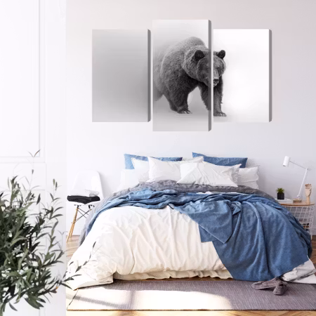 Canvastavla - Bear in the fog 3d