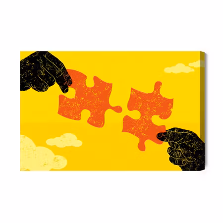 Canvastavla - Connecting vintage puzzle pieces