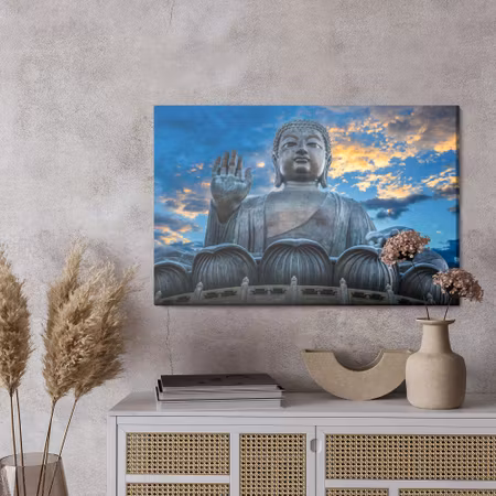 Canvastavla - Buddha statue at po lin monastery