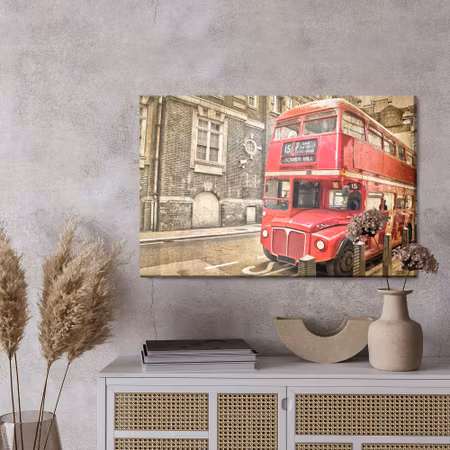 Canvastavla - Vintage red double decker bus