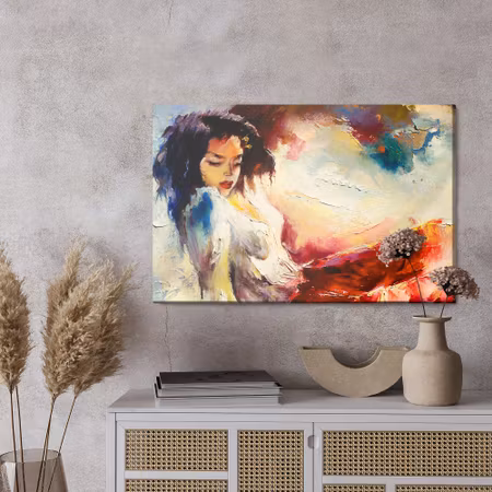 Canvastavla - Oil painting of a beautiful sexy girl