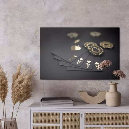 Canvastavla - Playing cards with chips