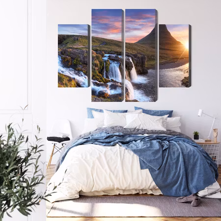 Canvastavla - Kirkjufell mountain with waterfalls