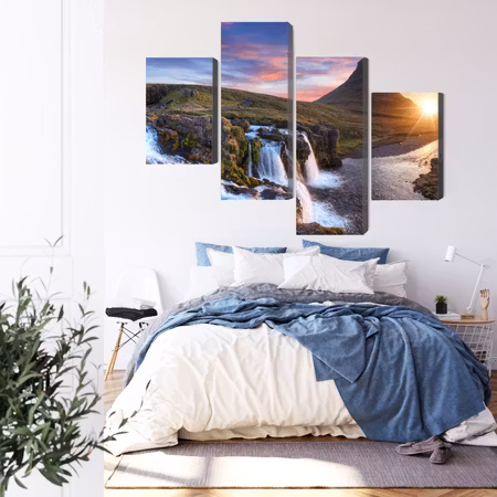 Canvastavla - Kirkjufell mountain with waterfalls