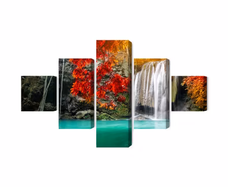 Canvastavla - Cascade in the autumn forest