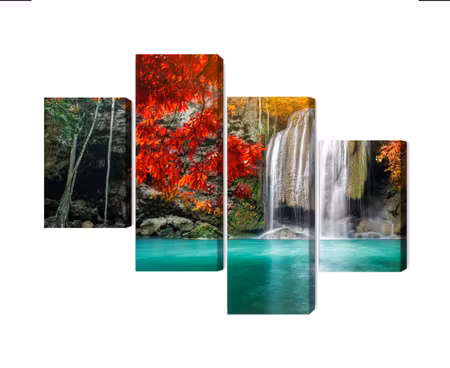 Canvastavla - Cascade in the autumn forest