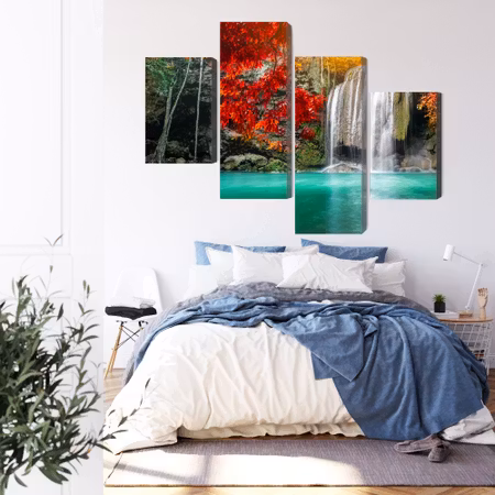 Canvastavla - Cascade in the autumn forest