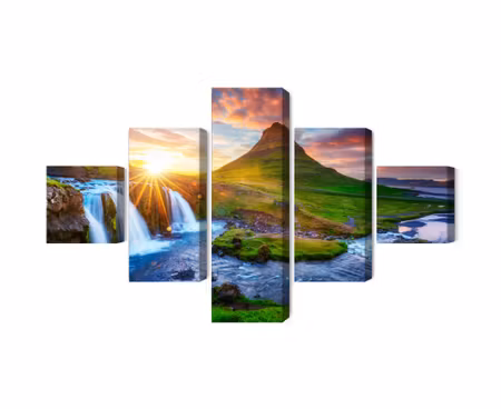 Canvastavla - View of the kirkjufellsfoss waterfall