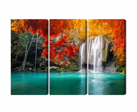 Canvastavla - Cascade in the autumn forest