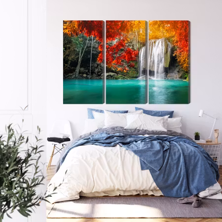 Canvastavla - Cascade in the autumn forest