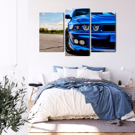 Canvastavla - Front of a blue sports car