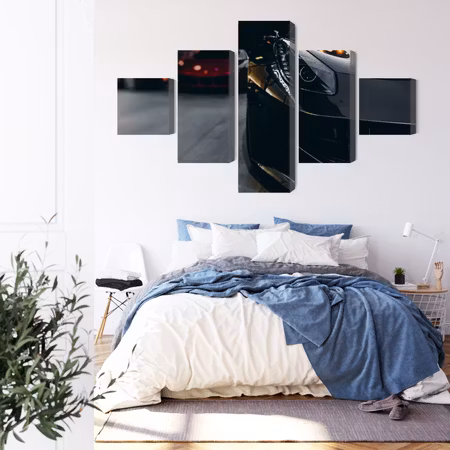 Canvastavla - Front of a black sports car