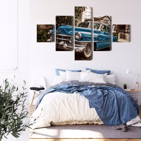 Canvastavla - A blue cadillac eldorado from 1953