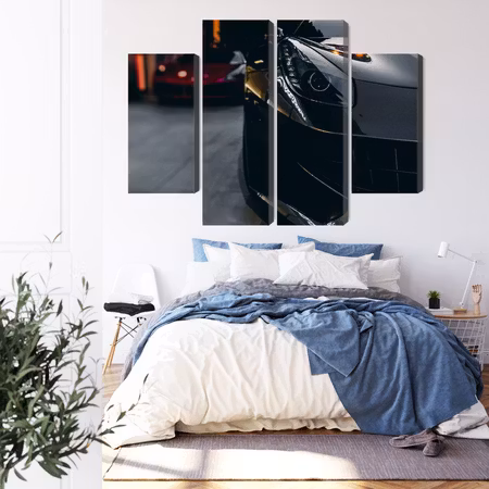 Canvastavla - Front of a black sports car