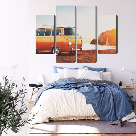 Canvastavla - Retro car on the beach