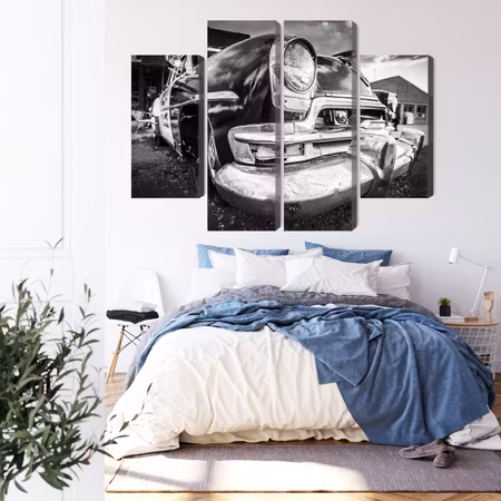 Canvastavla - Black and white american retro car