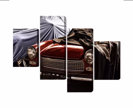 Canvastavla - Italian retro car covered with a cloth