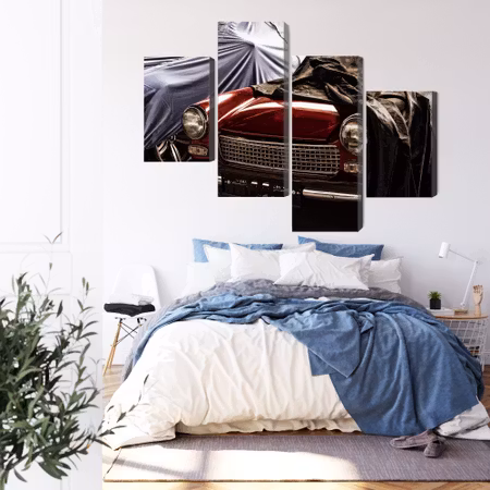 Canvastavla - Italian retro car covered with a cloth