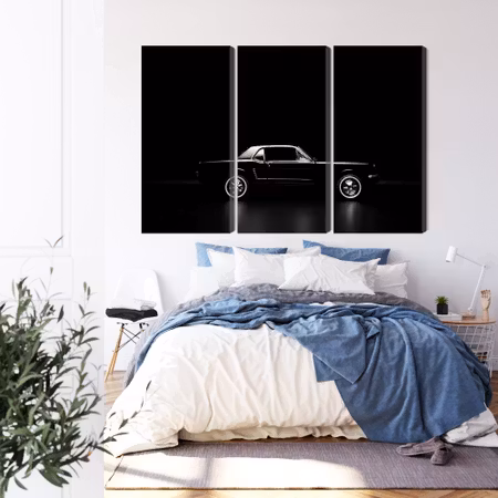 Canvastavla - Black retro car on a dark background