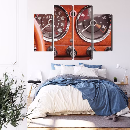 Canvastavla - Counters in a retro car