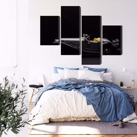 Canvastavla - Historic car on dark tees