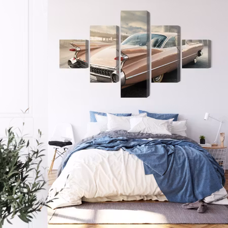 Canvastavla - Vintage style car in the city center