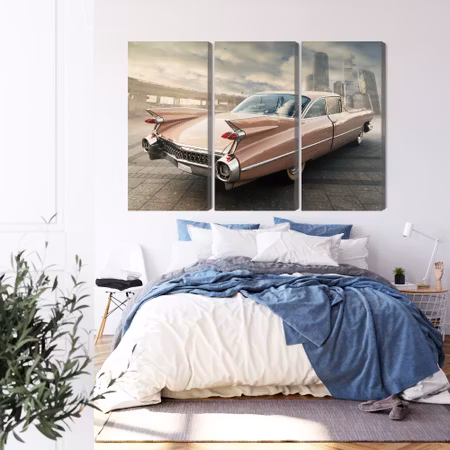 Canvastavla - Vintage style car in the city center