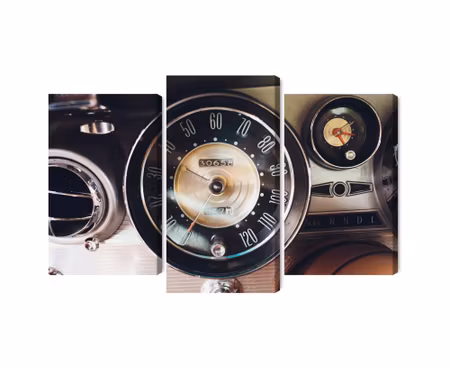Canvastavla - The dashboard in an old car
