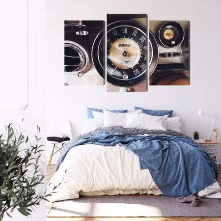 Canvastavla - The dashboard in an old car