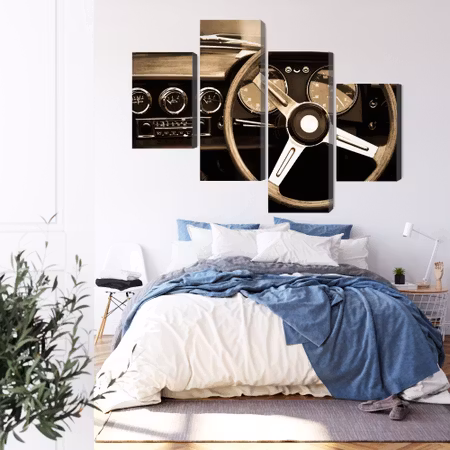 Canvastavla - The dashboard of an antique car