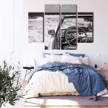 Canvastavla - The interior of an old cuban car