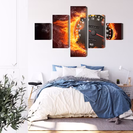 Canvastavla - Speedometer in flames