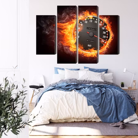 Canvastavla - Speedometer in flames